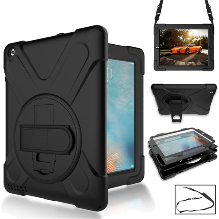 360 Degree Rotation Silicone Protective Cover with Holder and Hand Strap and Long Strap, for iPad 9.7 (2017) & (2018), for iPad Pro 9.7, for iPad 6 / iPad Air 2, for iPad 5 / iPad Air, for iPad Pro Air 3 10.5 （2019）, for iPad Pro 12.9 (2018)           ...