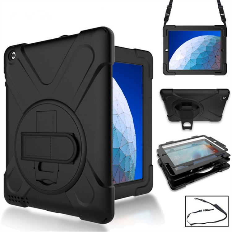 360 Degree Rotation Silicone Protective Cover with Holder and Hand Strap and Long Strap, for iPad 9.7 (2017) & (2018), for iPad Pro 9.7, for iPad 6 / iPad Air 2, for iPad 5 / iPad Air, for iPad Pro Air 3 10.5 （2019）, for iPad Pro 12.9 (2018)           ...