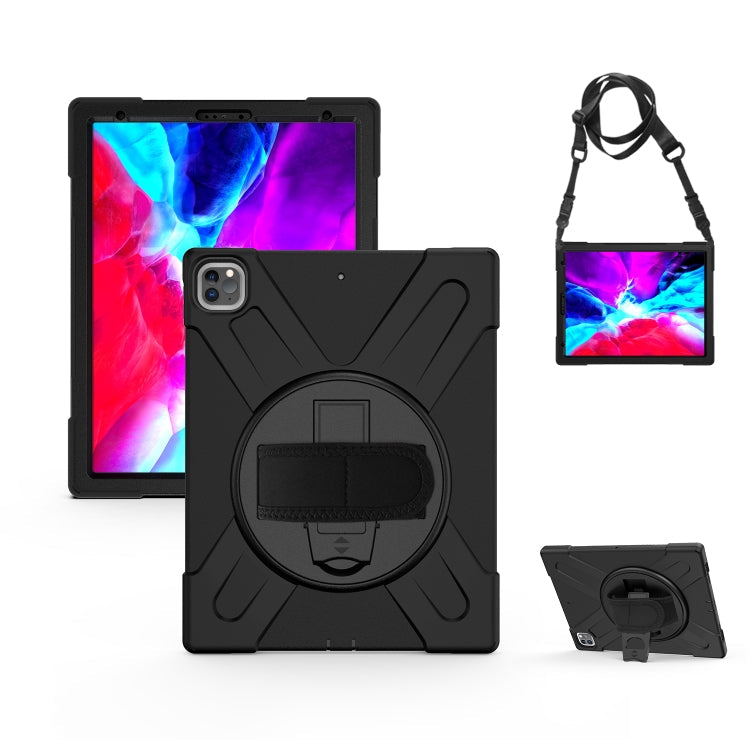 360 Degree Rotation Silicone Protective Cover with Holder and Hand Strap and Long Strap, for iPad 9.7 (2017) & (2018), for iPad Pro 9.7, for iPad 6 / iPad Air 2, for iPad 5 / iPad Air, for iPad Pro Air 3 10.5 （2019）, for iPad Pro 12.9 (2018)           ...