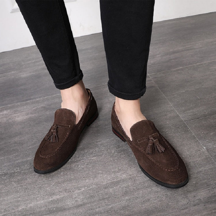 Men Leather Shoes Suede Tassels Slip-on Peas Shoes, 43, 37, 38, 39, 40, 41, 42, 44, 45, 46, 47, 48