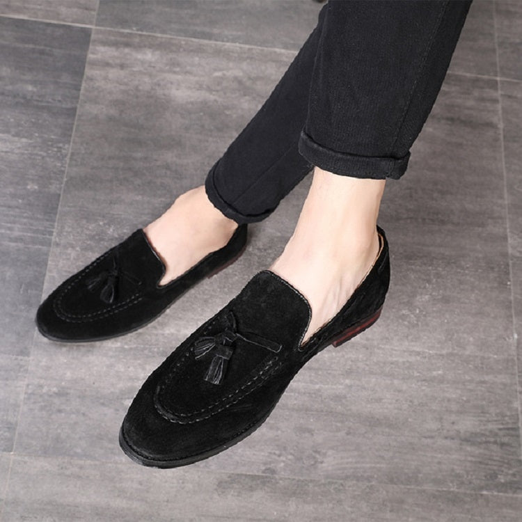 Men Leather Shoes Suede Tassels Slip-on Peas Shoes, 43, 37, 38, 39, 40, 41, 42, 44, 45, 46, 47, 48