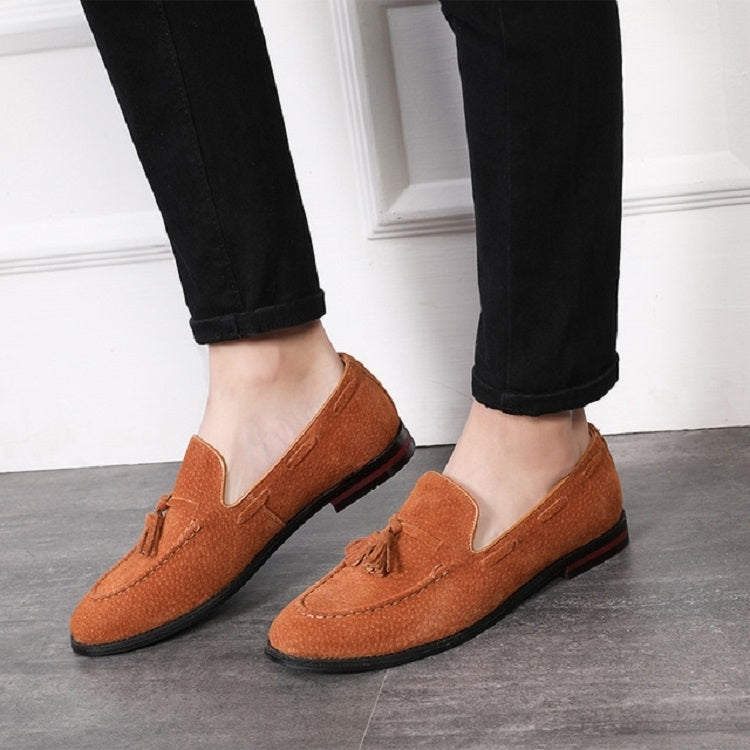 Men Leather Shoes Suede Tassels Slip-on Peas Shoes, 43, 37, 38, 39, 40, 41, 42, 44, 45, 46, 47, 48