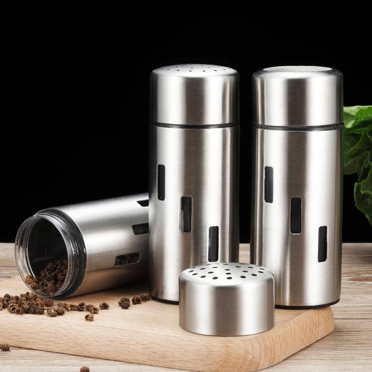 Stainless Steel Sauce Jars Chili Jars Barbecue Condiments Box Seasoning Jar Set, Small Hole, Large Hole, Mesh  Hole