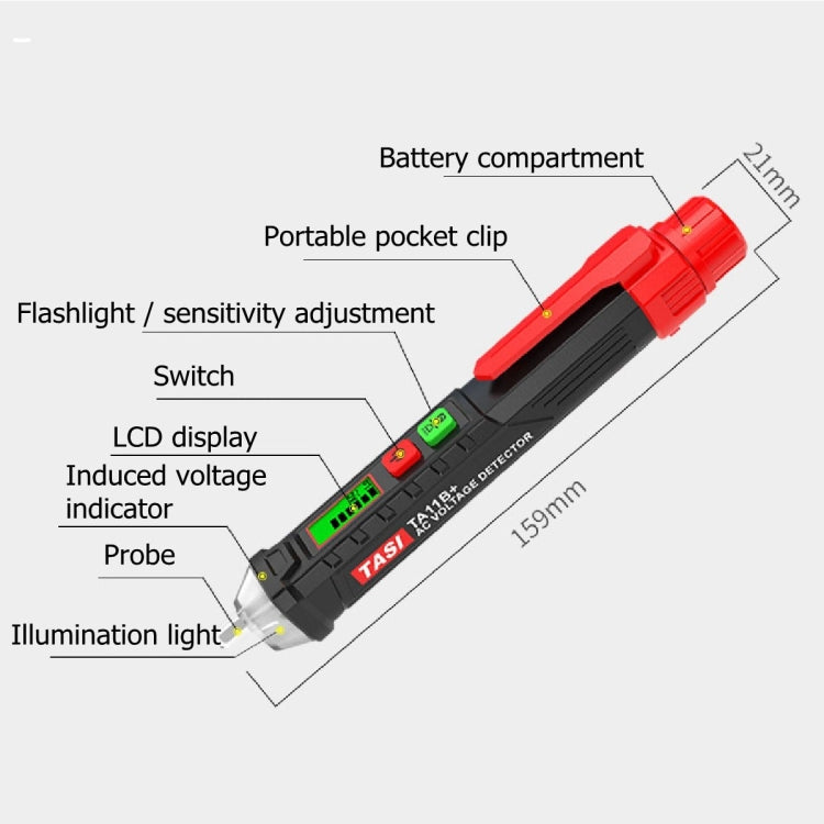 TASI Electrician Dedicated Multi-function Intelligent Induction Test Pencil, TA11B+