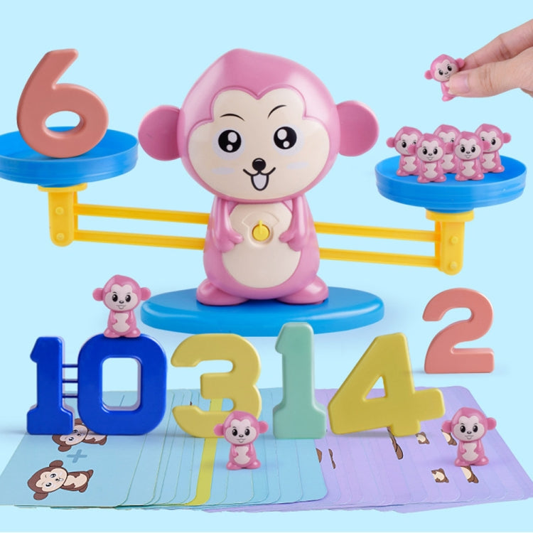 Monkey Balance Scale Toy Child Educational Math Toys, Monkey Pink