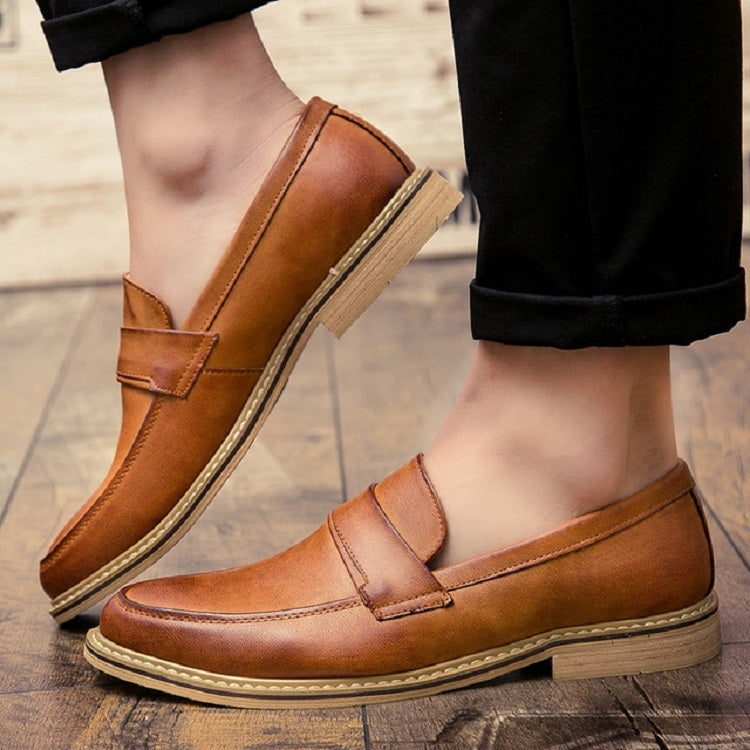 British Style Pointed Shoes Versatile Casual Shoes Slip-on Men Shoes, 42