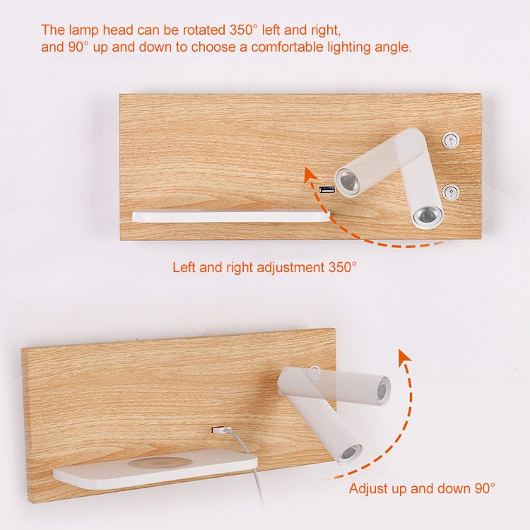 Wireless Wall Lamp USB 5V Charger Wall Lights Hotel Headboard Reading Lighting Spot Luminaire Lamp, Left
