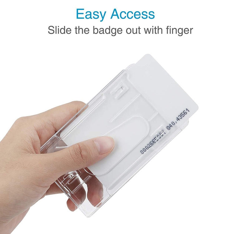 20 PCS Hard Plastic ID Badge Card Holder Integrated Injection Molded Transparent Double-sided Card Holder, Vertical Type PS