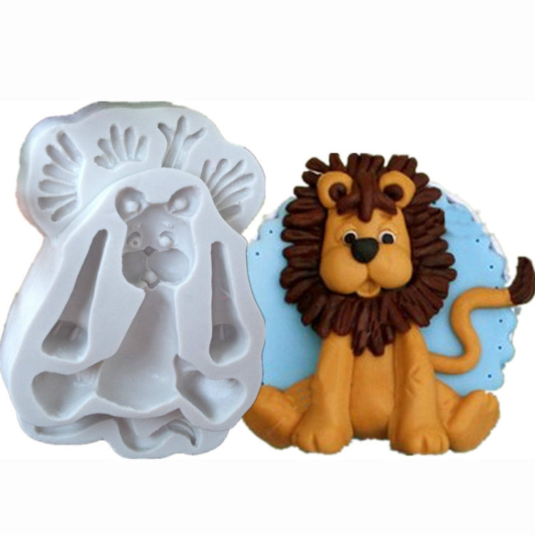 2 PCS 3D Animal Shape Silicone Form Fondant Cake Biscuit Molds, 3D Animal Shape(Lion)