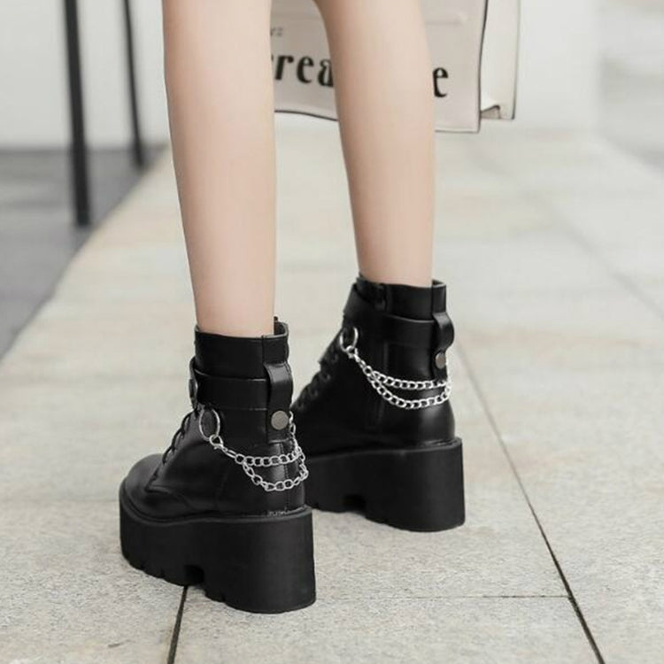 Platform - Soled Martin Boots Side Zipper Handsome Ankle Boots, 36, 38