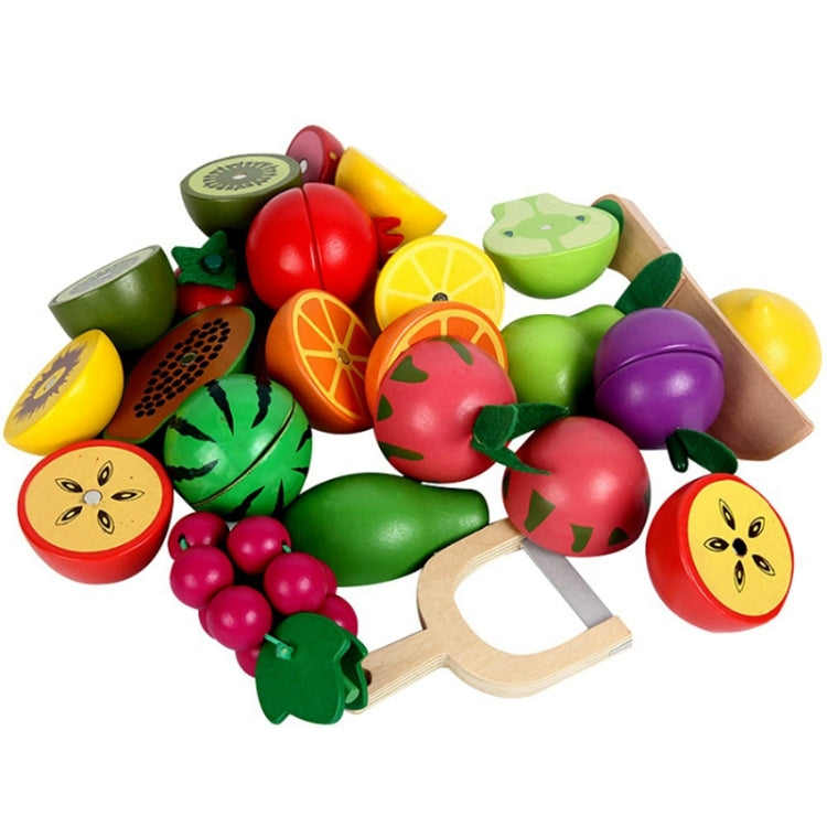 Children Wooden Magnetic Cut fruit and Vegetables Baby Cut Music Play House Kitchen Toys, YLB-12 PCS Fruit Basket