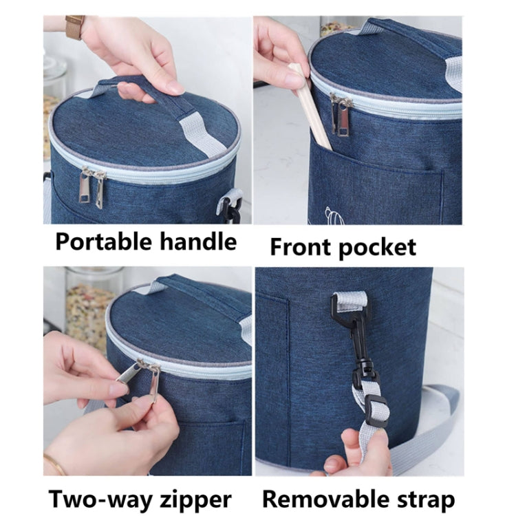 Round Lunch Bag Insulated Lunch Box Foldable & Portable Lunch Tote, L, M