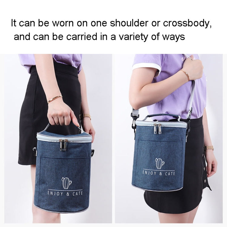 Round Lunch Bag Insulated Lunch Box Foldable & Portable Lunch Tote, L, M