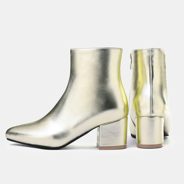 Autumn  Winter Glitter Square Heel Pointed Low-Top Women Boots, 32, 33, 34, 35, 36, 37, 38, 39