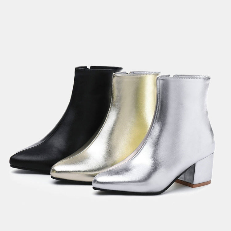 Autumn  Winter Glitter Square Heel Pointed Low-Top Women Boots, 32, 33, 34, 35, 36, 37, 38, 39