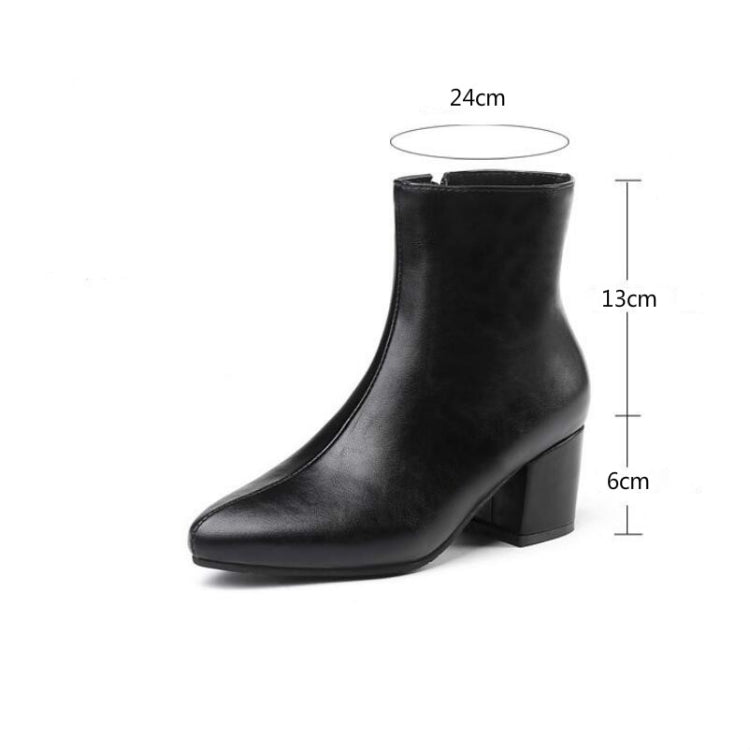 Autumn  Winter Glitter Square Heel Pointed Low-Top Women Boots, 32, 33, 34, 35, 36, 37, 38, 39