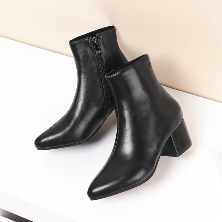 Autumn  Winter Glitter Square Heel Pointed Low-Top Women Boots, 40, 41, 42, 43, 44, 45
