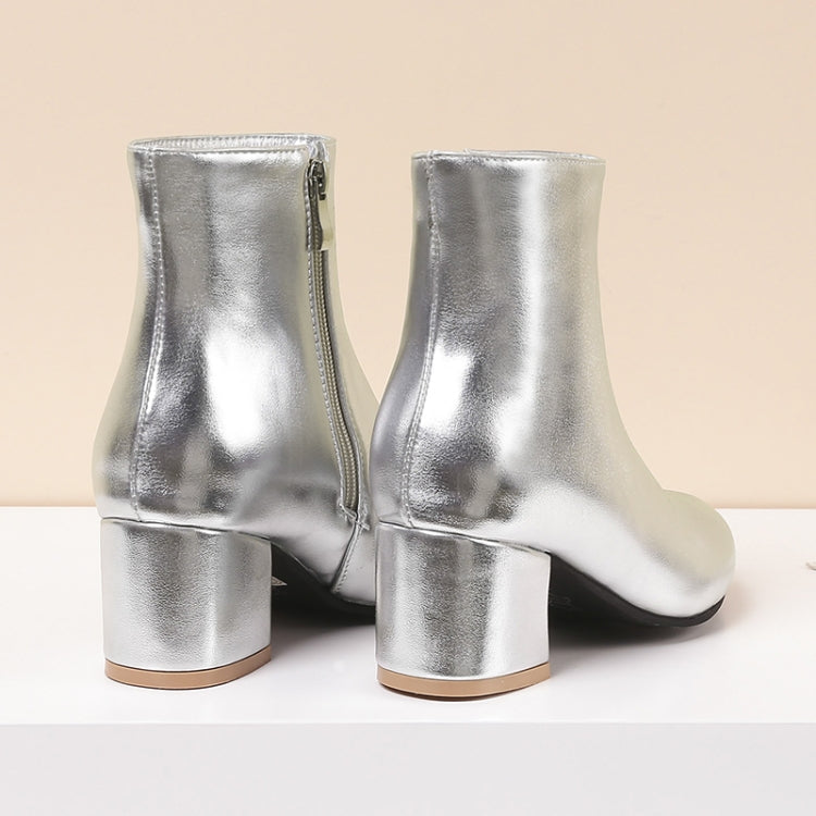 Autumn  Winter Glitter Square Heel Pointed Low-Top Women Boots, 40, 41, 42, 43, 44, 45