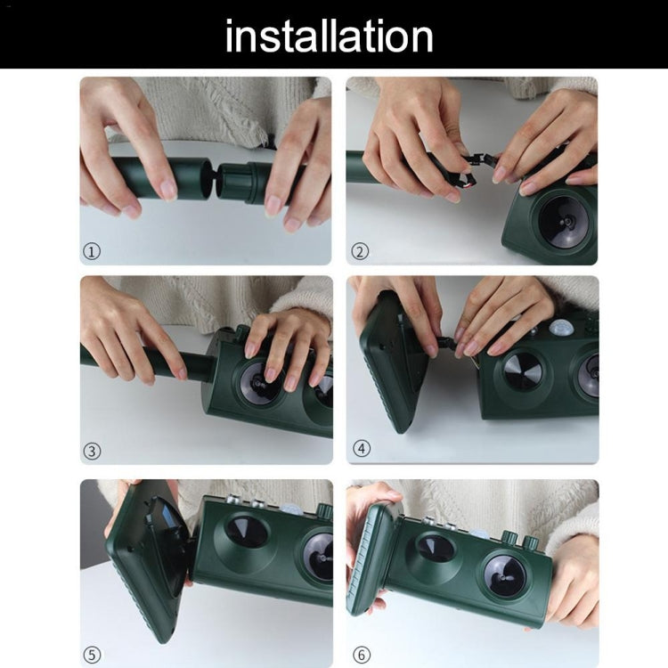 Outdoor Solar Animal Repeller Ultrasonic Vibration Multi-functional Snake Repeller, Solar Animal Repeller