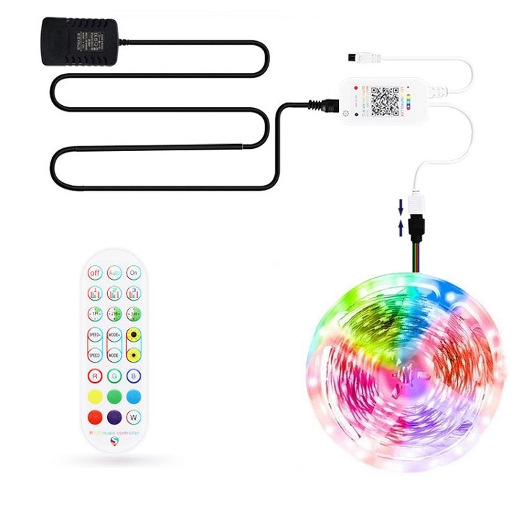 Bluetooth Suit Smart Music Sound Control Light Strip Waterproof 5050 RGB Colorful Atmosphere LED Light Strip With 24-Keys Remote Control, 5M 150 LEDs, 5M 300 LEDs, 10M 300 LEDs, 10M 600 LEDs, 15M 450 LEDs, 20M 360 LEDs