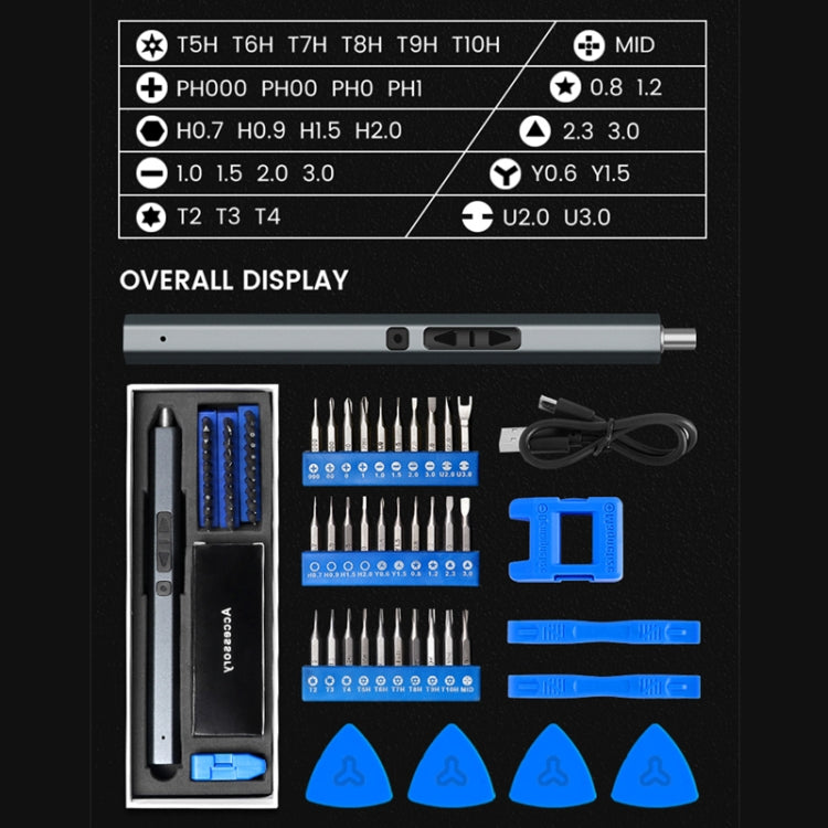 36 In 1 Rechargeable Mini Electric Screwdriver Set With 3LED Lighting, 36 In 1 Gray, 36 In 1 Blue, 36 In 1 Red