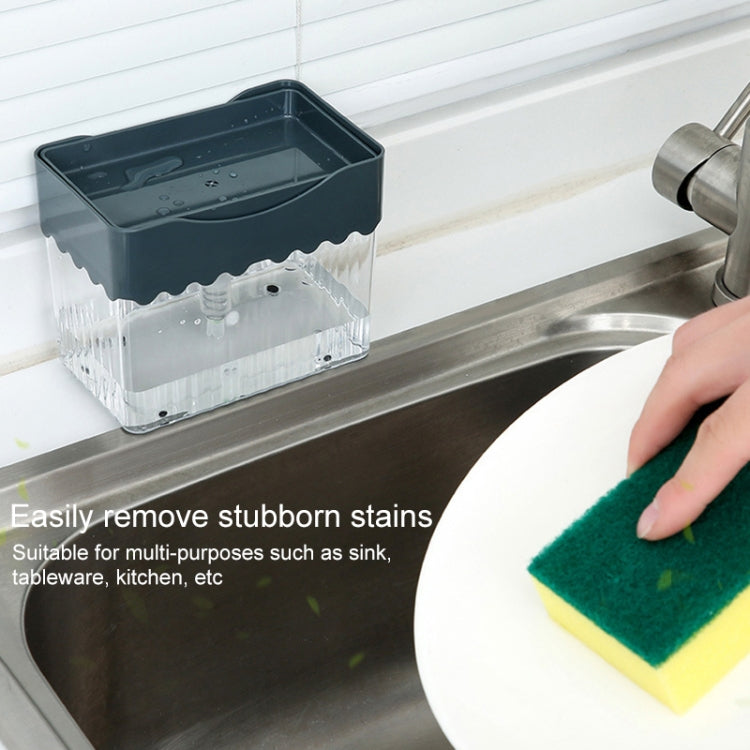 Cleaning Cloth Dishwashing Brush Liquid Box Kitchen Brush Detergent Mixer Press Plastic Soap Box, White, Dark Gray, Dark Blue