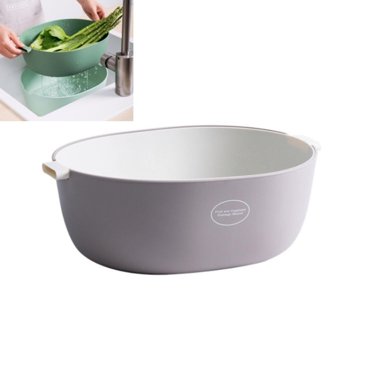 Kitchen Rice Pan Double-dish Vegetable Drain Basket Plastic Fruit Basket, U Shape Light Green, U Shape Dark Red, U Shape Light Gray, O Shape Light Green, O Shape Dark Red