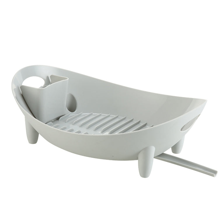 Tableware Storage Drain Dish Rack Multi-function Kitchen Utensil Rack, White, Gray
