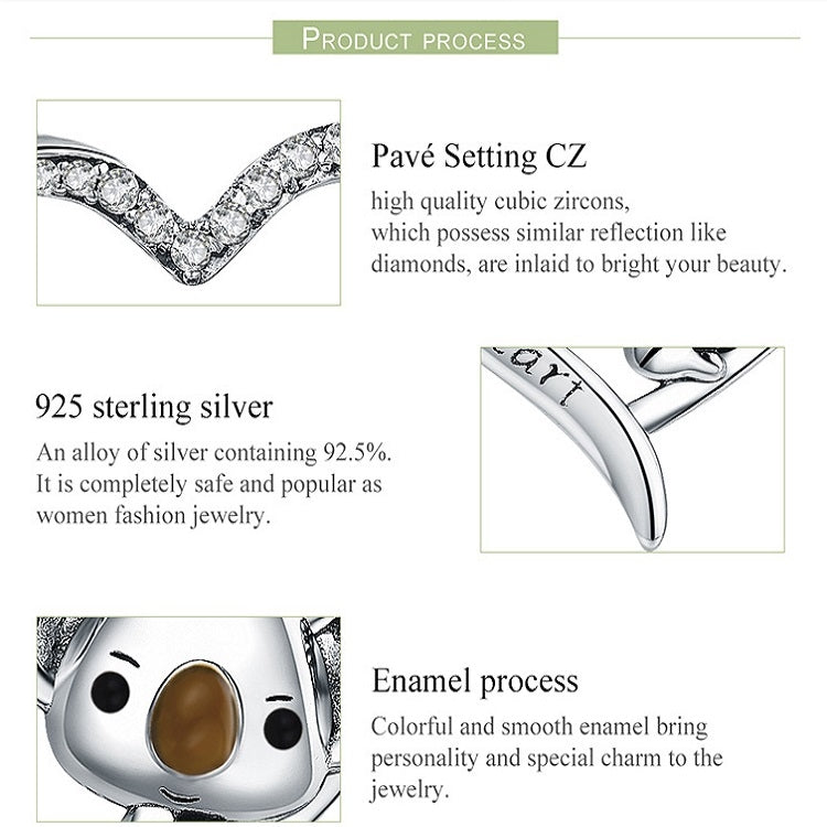 Cute Koala S925 Sterling Silver Lady Necklace, SCN256