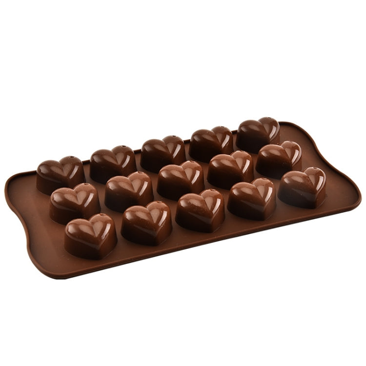 8 PCS Silicone Love Shape 15 Grid Cake Chocolate Ice Tray Mold, Love Shape(Brown)