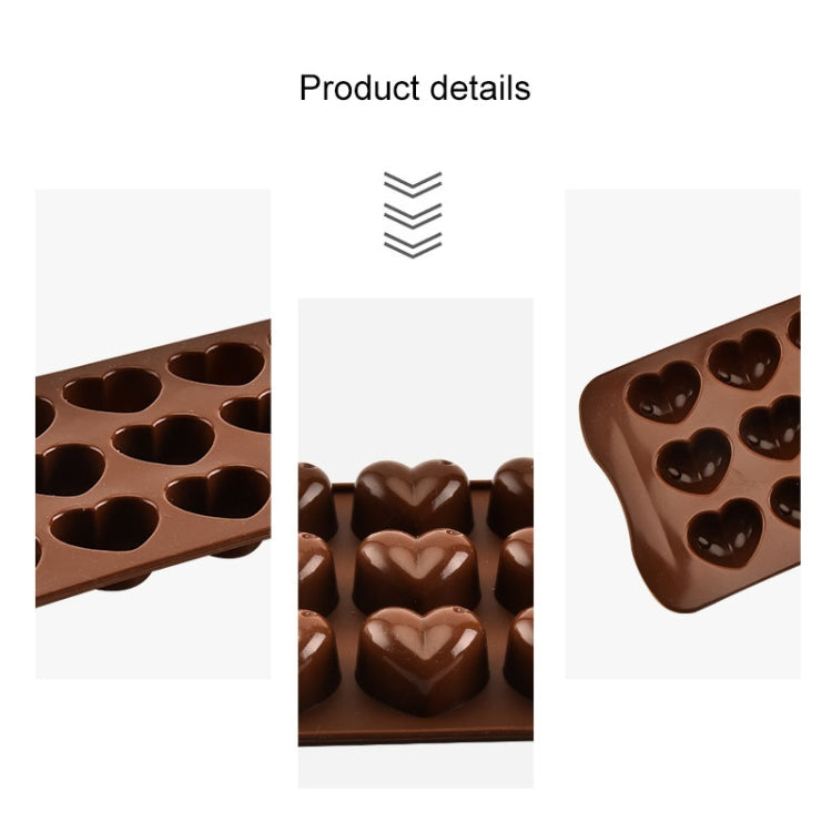 8 PCS Silicone Love Shape 15 Grid Cake Chocolate Ice Tray Mold, Love Shape(Brown)