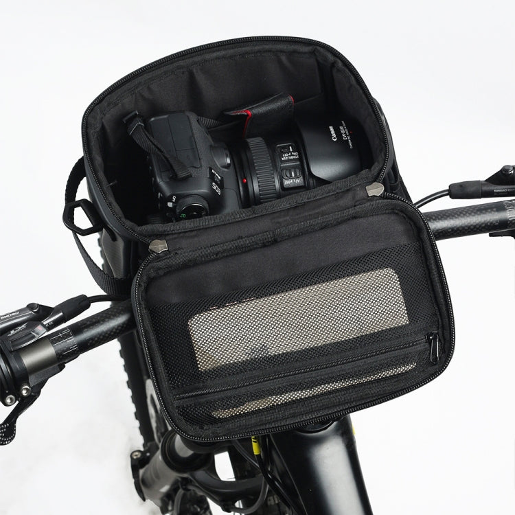Rhinowalk Bicycle Front Handle Bag Camera Bag Waterproof 7.5 inch Large Touch Screen Navigation Mobile Phone Bag Bicycle Bag, Dark Gray, Carbon Fiber Black Green, Matt Full Black, Matt Black Green