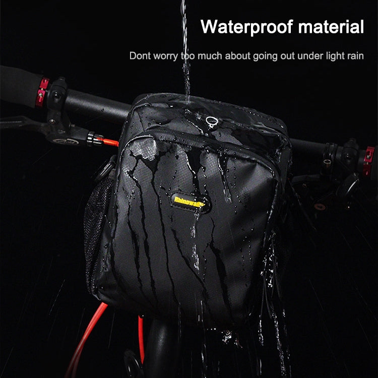Rhinowalk Bicycle Front Bag Waterproof Handlebar Bag Folding Bike Front Bag Large Capacity Riding Bag, Matt Black, Carbon Fiber Pattern