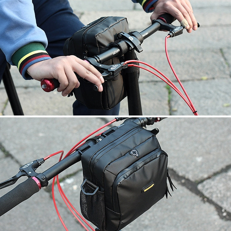 Rhinowalk Bicycle Front Bag Waterproof Handlebar Bag Folding Bike Front Bag Large Capacity Riding Bag, Matt Black, Carbon Fiber Pattern