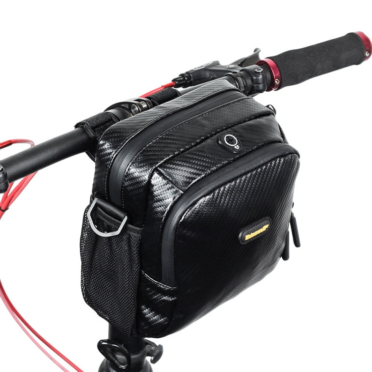Rhinowalk Bicycle Front Bag Waterproof Handlebar Bag Folding Bike Front Bag Large Capacity Riding Bag, Matt Black, Carbon Fiber Pattern