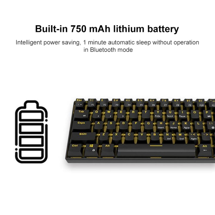 RK61 61 Keys Bluetooth / Wireless Dual Modes Tablet Mobile Gaming Mechanical Keyboard, Cable Length: 1.5m, Tea Shaft, Green Shaft, Red Shaft