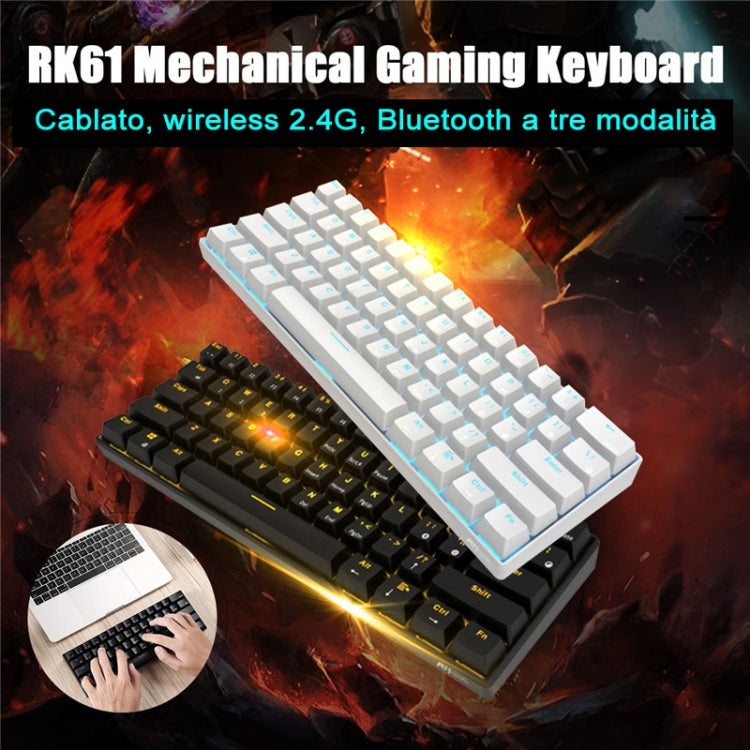 RK61 61 Keys Bluetooth / Wireless Dual Modes Tablet Mobile Gaming Mechanical Keyboard, Cable Length: 1.5m, Tea Shaft, Green Shaft, Red Shaft