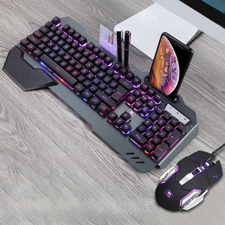 618 Internet Cafe Game Manipulator Keyboard and Mouse Set, Cable Length: 1.6m, Black, Silver White