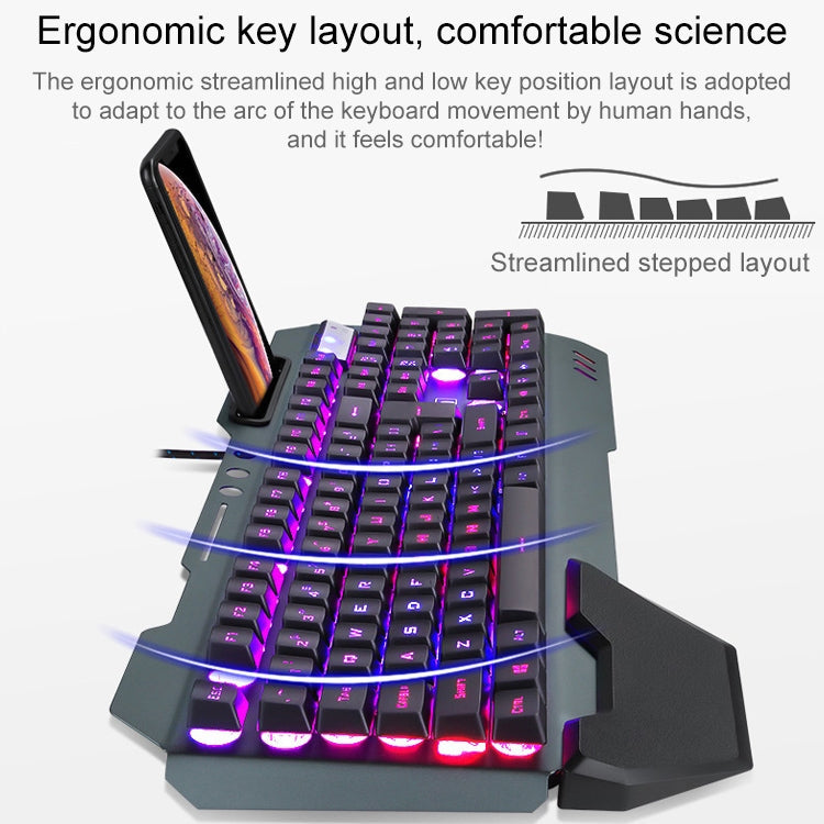 618 Internet Cafe Game Manipulator Keyboard and Mouse Set, Cable Length: 1.6m, Black, Silver White