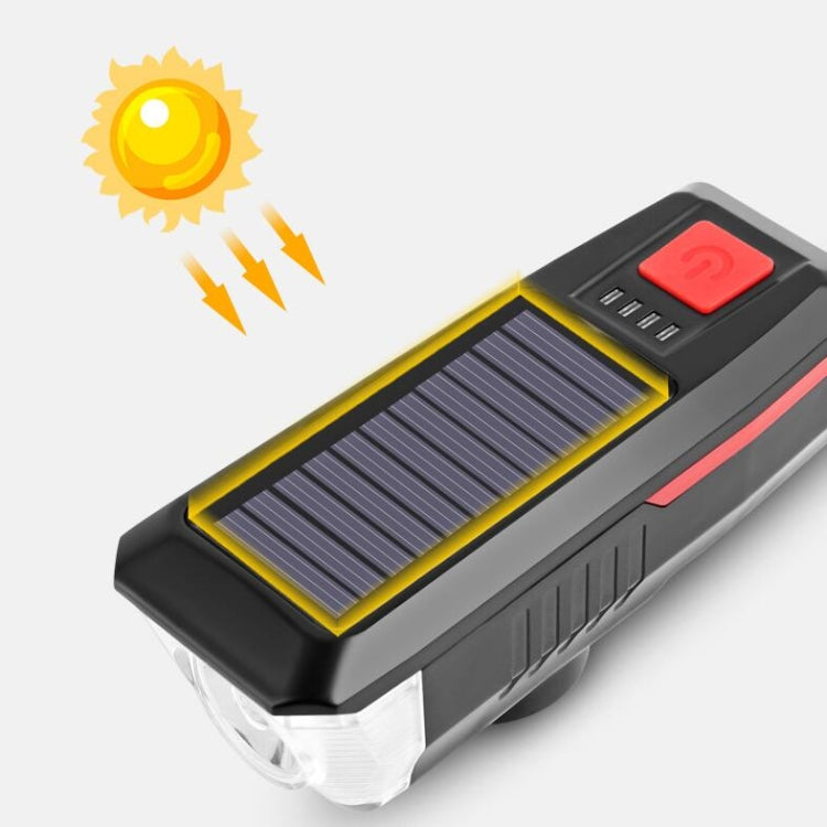 Bicycle Solar Headlight Horn Light Night Riding USB Charging Headlight Bicycle Glare Flashlight Equipment, Red, Green, Blue, Orange