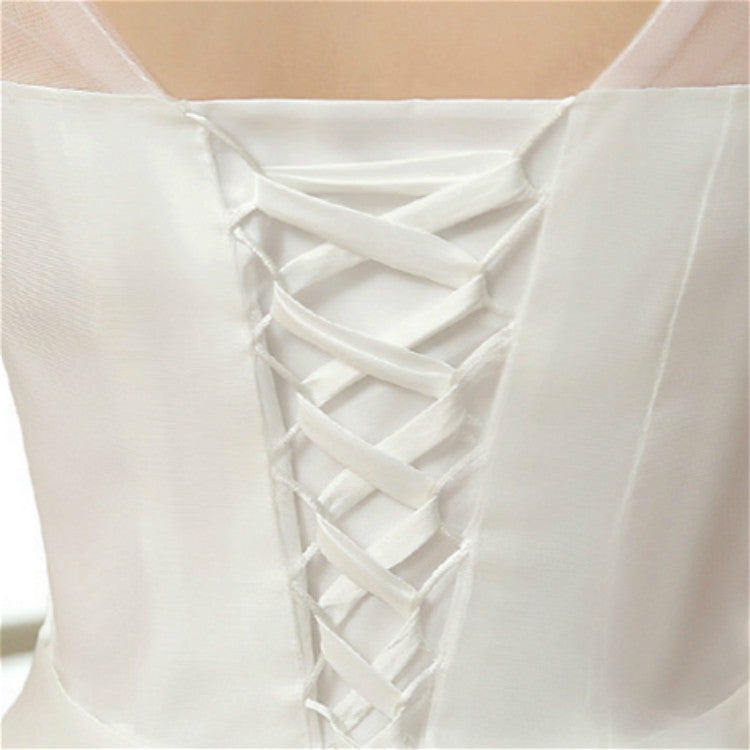 Vintage Lace Short Sleeved Round Neck Slim Slim Wedding Dress, S, M, XL