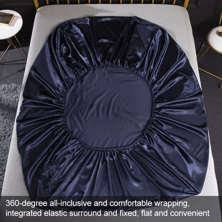Home Ice Silk Simulation Silk Four-Piece Pillowcase Flat Sheet Fitted Sheet Set, US-Full/UK-D:138x190x35cm, US-Queen/UK-K:153x203x35cm