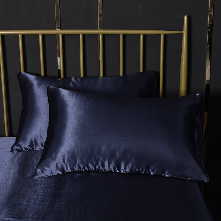 Home Ice Silk Simulation Silk Four-Piece Pillowcase Flat Sheet Fitted Sheet Set, US-Full/UK-D:138x190x35cm, US-Queen/UK-K:153x203x35cm