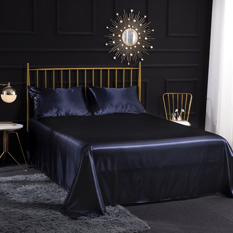 Home Ice Silk Simulation Silk Four-Piece Pillowcase Flat Sheet Fitted Sheet Set, US-Full/UK-D:138x190x35cm, US-Queen/UK-K:153x203x35cm