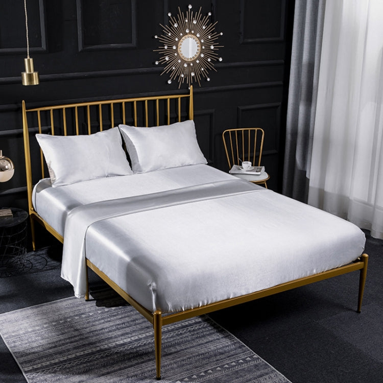 Home Ice Silk Simulation Silk Four-Piece Pillowcase Flat Sheet Fitted Sheet Set, US-Full/UK-D:138x190x35cm, US-Queen/UK-K:153x203x35cm