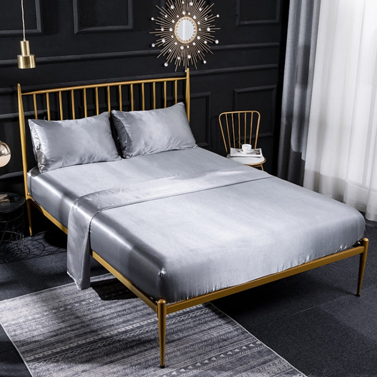 Home Ice Silk Simulation Silk Four-Piece Pillowcase Flat Sheet Fitted Sheet Set, US-Full/UK-D:138x190x35cm, US-Queen/UK-K:153x203x35cm