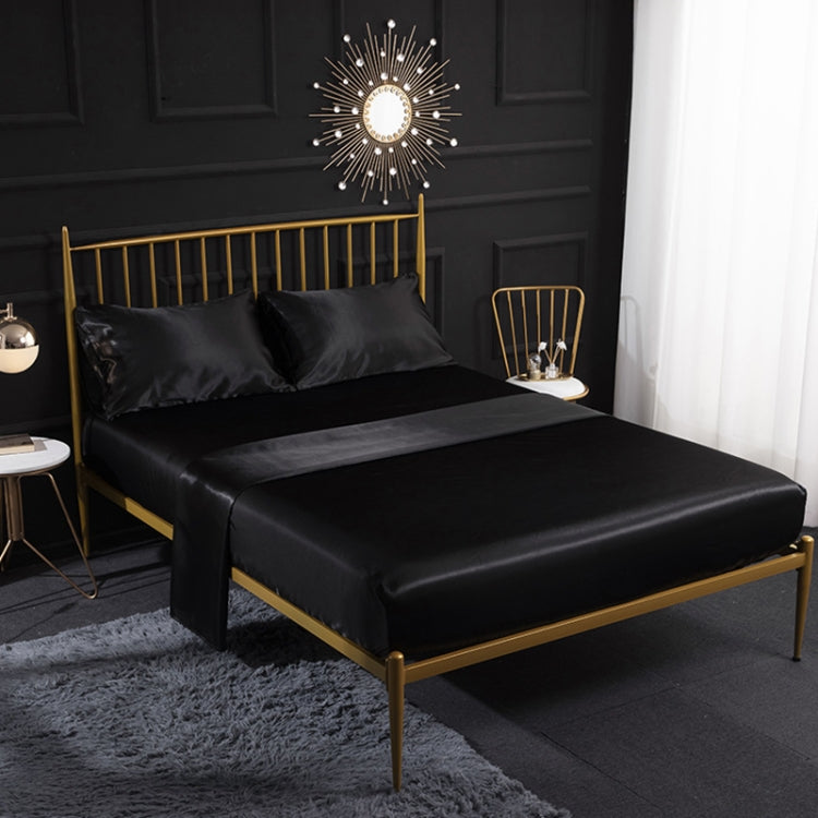 Home Ice Silk Simulation Silk Four-Piece Pillowcase Flat Sheet Fitted Sheet Set, US-King:198x203x35cm, UK-SK:180x200x35cm, US-King: 198x203x35cm