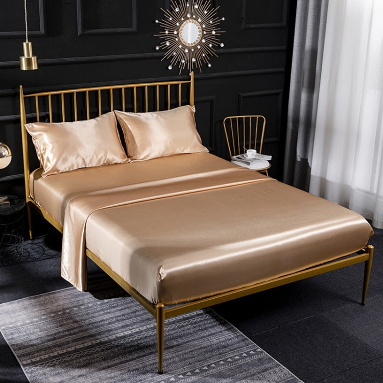 Home Ice Silk Simulation Silk Four-Piece Pillowcase Flat Sheet Fitted Sheet Set, US-King:198x203x35cm, UK-SK:180x200x35cm, US-King: 198x203x35cm