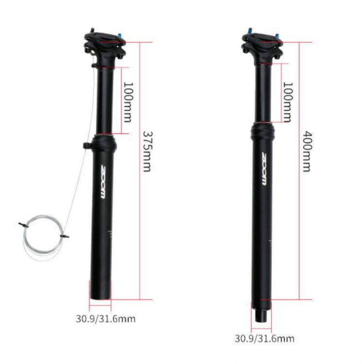 ZOOM Bicycle Wire-Controlled Hydraulic Lift Seat Tube Mountain Bike Seatpost, 30.9mm 400mm Internal Routing, 31.6mm 400mm Internal Routing