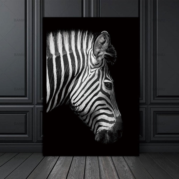 Simple Black and White Animal Decoration Painting Study Living Room Sofa Background Wall Painting Without Frame, 21X30cm
